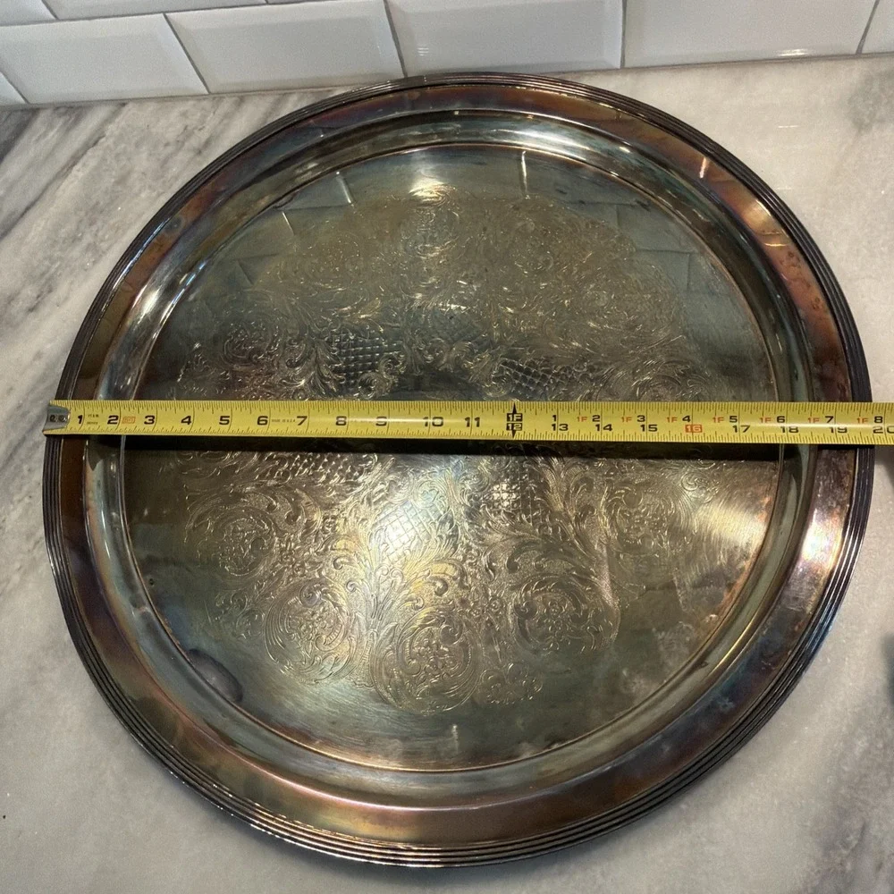 Vintage Large Silver‎ Plated Punchbowl With Large Tray And Ladle Wedding OLA0003